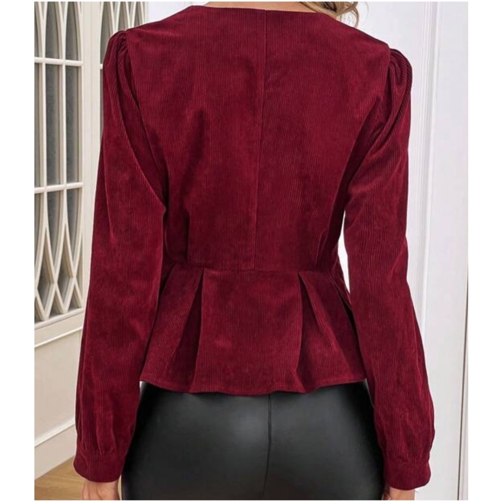 Classic Puff Long Sleeve Peplum Blouse - Picture 5 of 5
